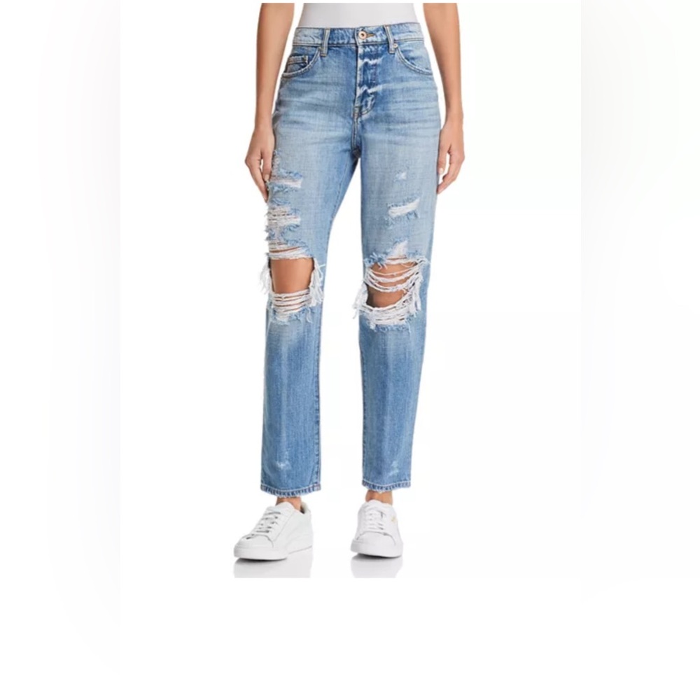 Pistola Presley High-Rise Distressed Girlfriend Jeans in Rock Or Bust Size 29